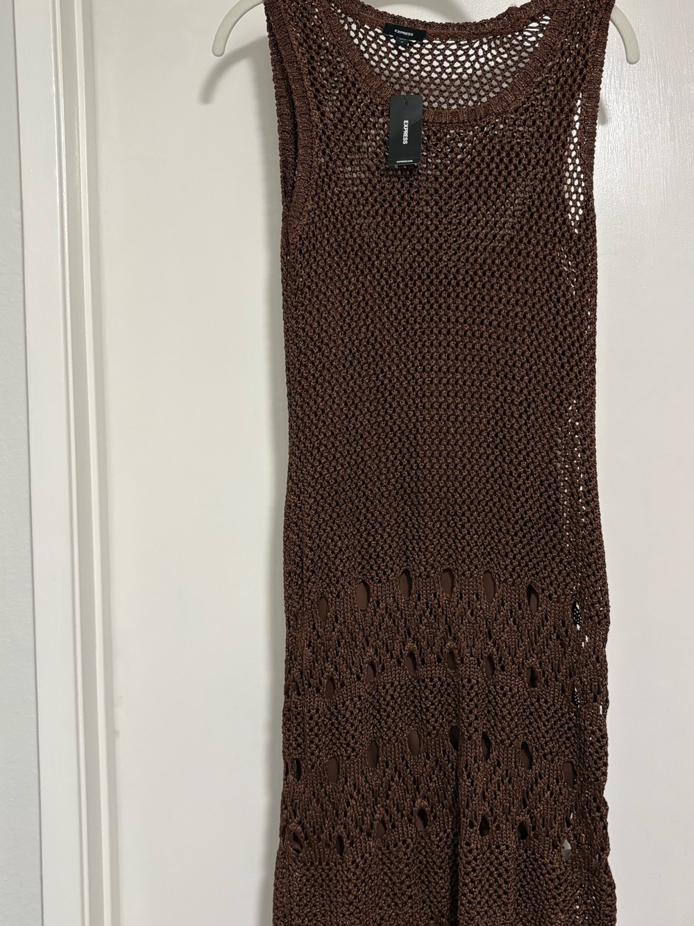 Express Brown Crochet Maxi Dress